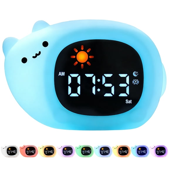 Children's Alarm Clock - Toddler Sleep Training Alarm Clock, Rechargeable Sleep Aid with Soft Night Light and Touch-Activated Function, Sleep Companion for Boys and Girls