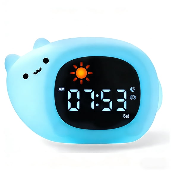 Children's Alarm Clock - Toddler Sleep Training Alarm Clock, Rechargeable Sleep Aid with Soft Night Light and Touch-Activated Function, Sleep Companion for Boys and Girls