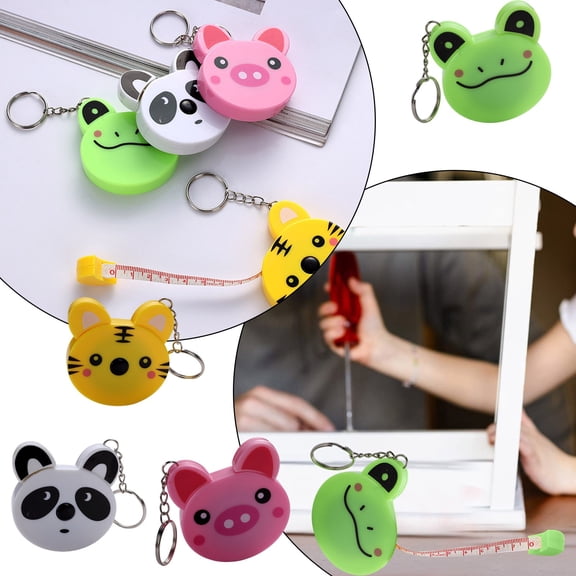 Children's Animal Measuring Tape 1Pc a Children's Animal Flexible the Tiger the Panda the Frog Piglet Party Birthday Boy and Girl Stem Learning Stationery Project Measurement