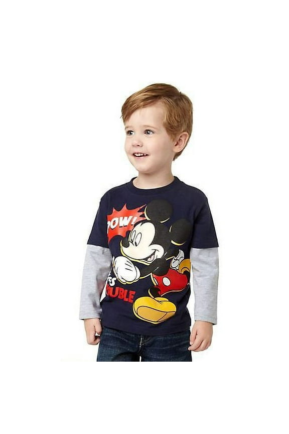 Children's Apparel Network Little Boys' Mickey Here Comes Trouble T-Shirt, Blue, 3T