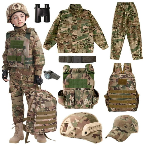 Children's Army Special Forces uniforms, children's camouflage uniforms, helmets, backpacks, and boy soldier Halloween role-play costumes