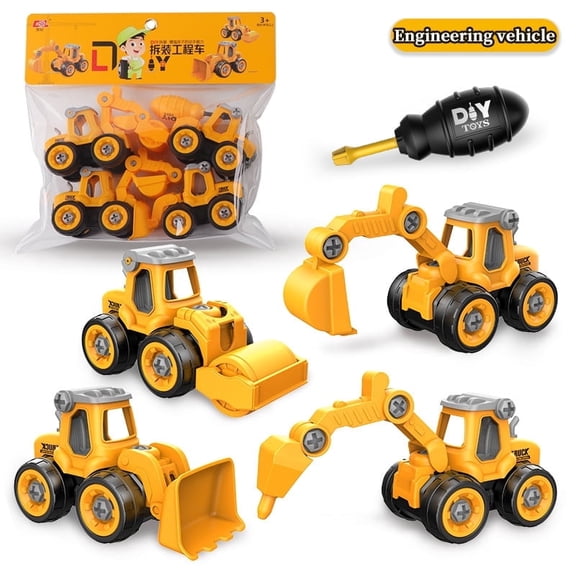 Children's Assembly Engineering Vehicle Detachable Assembly Excavator Screw Parent-child Interactive Educational Toy Set for Boy