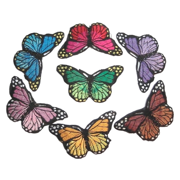 Children's Assorted Embroidered Butterfly Set of 7 Patches