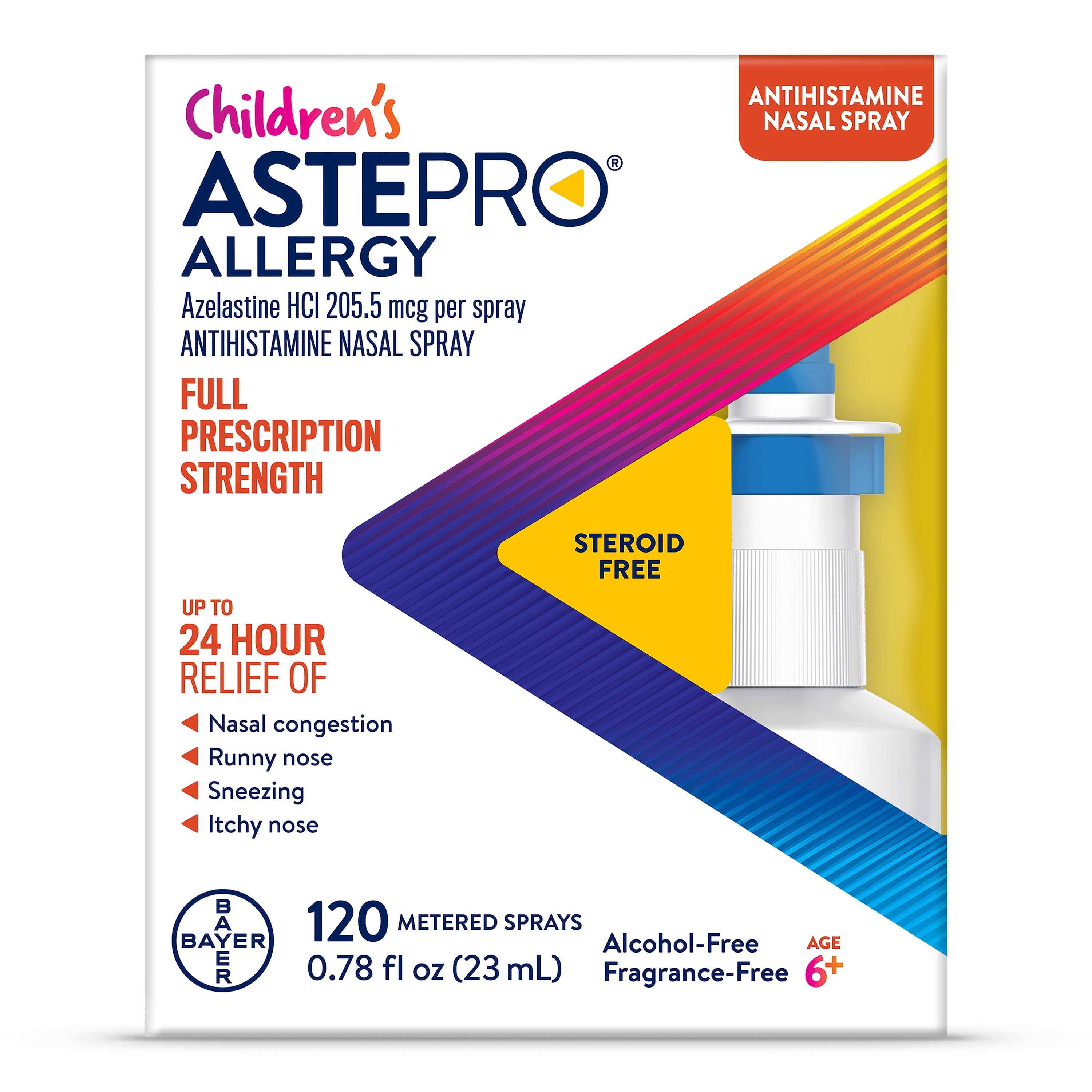 Children's Astepro Allergy Medicine, Steroid Free Antihistamine Nasal Spray, 120 Metered Sprays