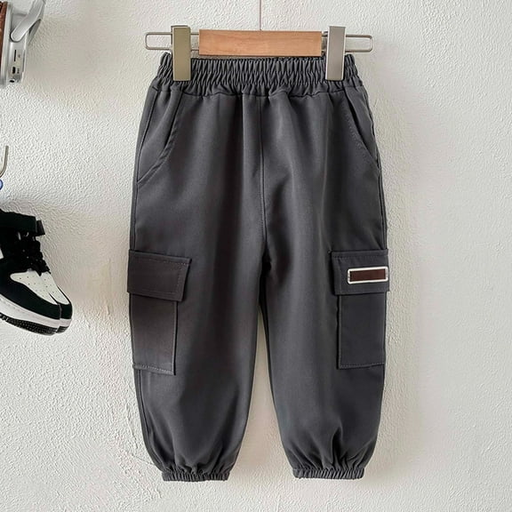 Children's Athletic Wear Casual Cargo Pants Loose Fit Denim Jeans with Multiple Pockets Wide Leg Baggy Sweatpants for School Play