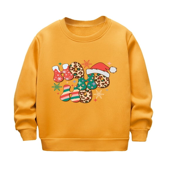 Children's Autumn And Winter Long Sleeve And Christmas Print Casual Thick Warm Round Neck Hoodie For Boys And Girls for 18-24 Months