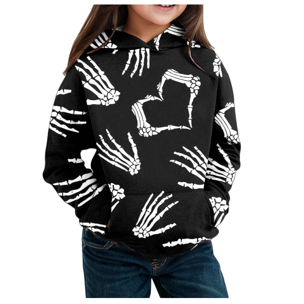 Children's Autumn And Winter Theme Printed Long Sleeve Hoodie Warm And