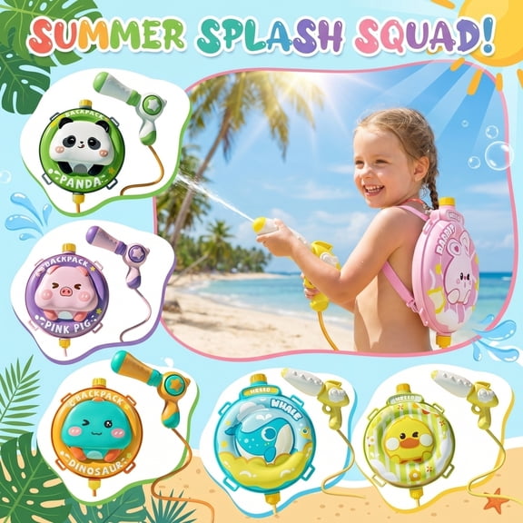 Children's Backpack Water Gun Panda Design 2000ML Large Capacity Spray Toy for Outdoor Summer Play Kids Beach Pool Garden Fun Water Fight Toy