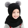 thumbnail image 1 of Children's Balaclava Hat Scarf 2 in 1 Kids Warm Windproof Lined Knit Hood Hat for Snow Baby Boy Beanie, 1 of 5