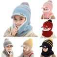 thumbnail image 1 of Children's Balaclava Hat Scarf Earflap Set 2 in 1 Boys Girls Warm Windproof Knit Hat Cap for Christmas, 1 of 5