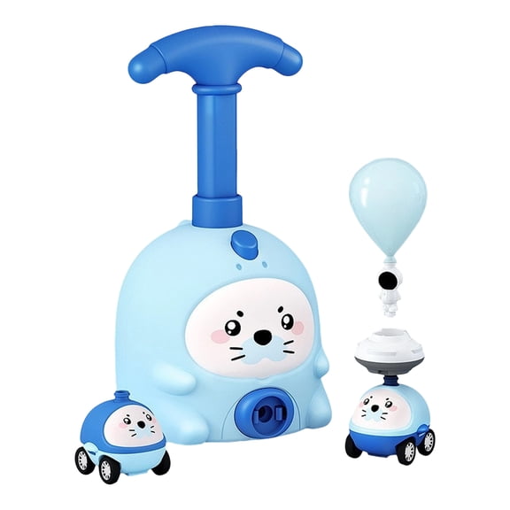 Children's Balloon car, 2-in-1 Animal Air Powered Balloon Car Launcher Set with Manual Pump, Dual Play Modes (Blue-1 Pump,2 Cars,6 Balloons,1 Flying Set)