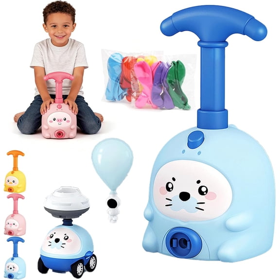 Children's Balloon car, 2-in-1 Balloons Cars Launcher Set with Manual Pump, Inertial Balloon Car, Three Adorable Designs, Multiple Package Configurations Available (Pink)