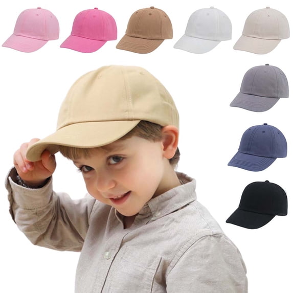 Children's Baseball Cap, Solid Color Flat Brim Sun Hat