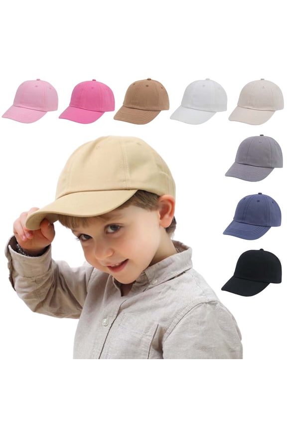 Children's Baseball Cap, Solid Color Flat Brim Sun Hat