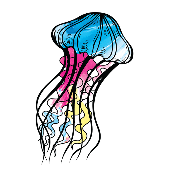 Children's Bedroom Home Art Multicolored Jellyfish Decor Wall Decal Sticker | 12" x 20" Removable Living Room Wall Marine Sea Water Creature Tentacles Design Vinyl Adhesive Decoration