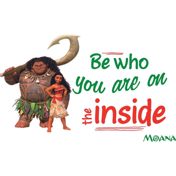 Children's Bedroom Living Room Moana Movie Maui Decor Design Wall Decal - 19" x 30" Removable Vinyl Home Art Adhesive Polynesian Girl Vaiana Oceana Decoration Sticker - Be Who You Are On The Inside