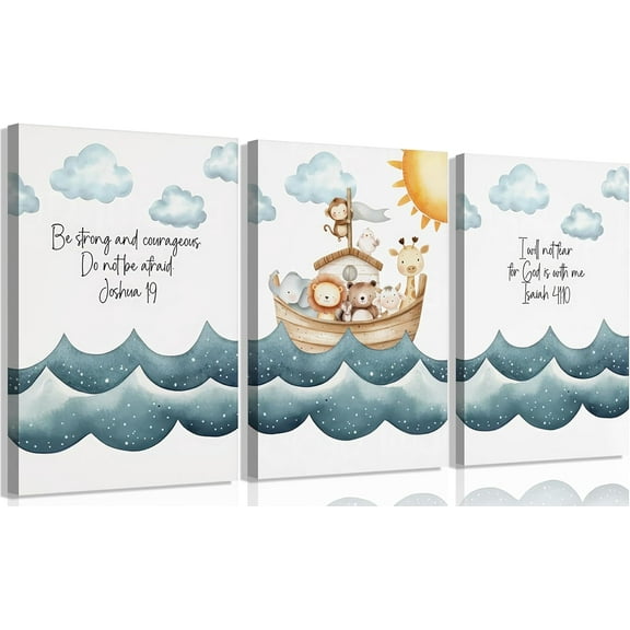 Children's Bible Verse Wall Art Nursery Animal Painting picture Christian Inspirational Wall Decor Religious Educational Posters Prints for Kids Bedroom Classroom Home Decoration