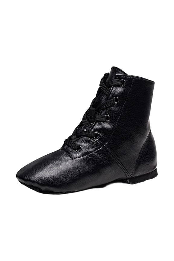Children's Boots Pu Jazz Shoes Soft-Sole Modern Dance Shoes Ballet Practice Shoes Yoga Shoes Black 4 Y-5 Y