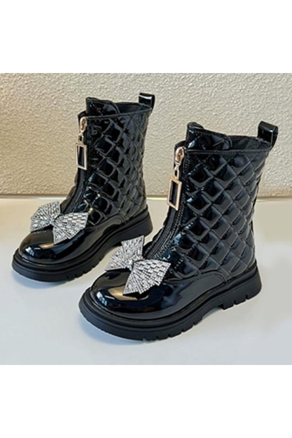 Children's Boots Single Boot British Princess Bow Zipper Short Boots