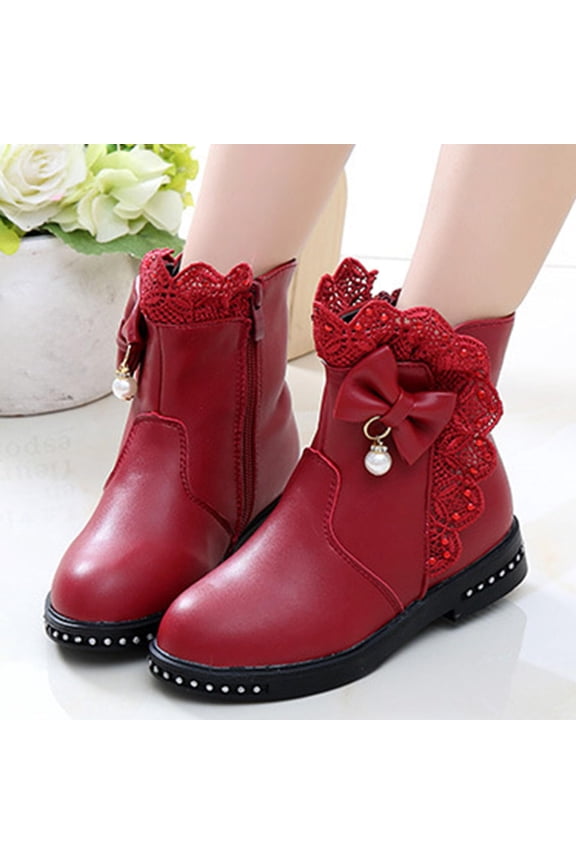 Children's Boots, Single Boots, British Snow Boots, Girls' Suede Side Zipper Boots, Midsole Boots