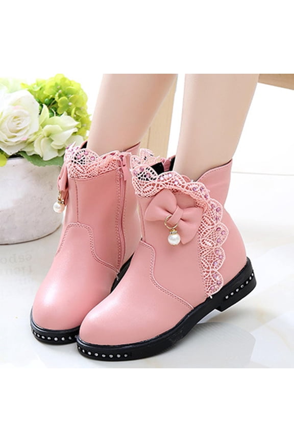 Children's Boots, Single Boots, British Snow Boots, Girls' Suede Side Zipper Boots, Midsole Boots