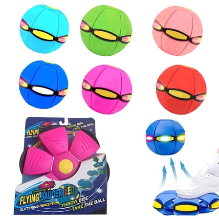 Children's Bouncing Ball, Magic Metaball Bouncing Ball, Magic Meta Balls Flying Saucer, Automatic Rebound Double The Fun, Children Bouncing Balls Magics Metaball (Hot Pink, With Light)