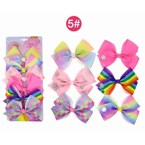 Children's Bow Hair Accessories Gift Set -6 5-inch Bundle Pack - Girls' Swallowtail Headwear Multi color Hair Clip - Ages 3-6