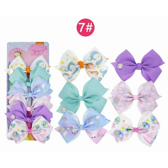 Children's Bow Hair Accessories Gift Set -6 5-inch Bundle Pack - Girls' Swallowtail Headwear Multi color Hair Clip - Ages 3-6