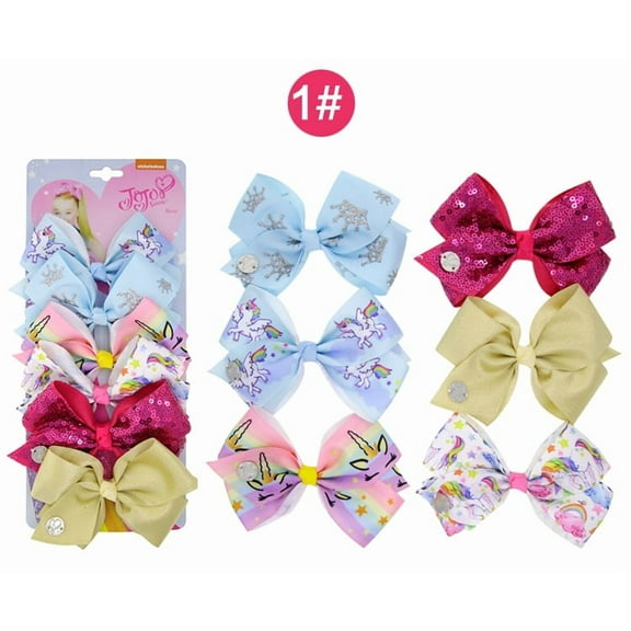 Children's Bow Hair Accessories Gift Set -6 5-inch Bundle Pack - Girls' Swallowtail Headwear Multi color Hair Clip - Ages 3-6