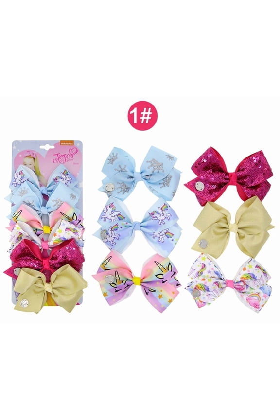 Children's Bow Hair Accessories Gift Set -6 5-inch Bundle Pack - Girls' Swallowtail Headwear Multi color Hair Clip - Ages 3-6