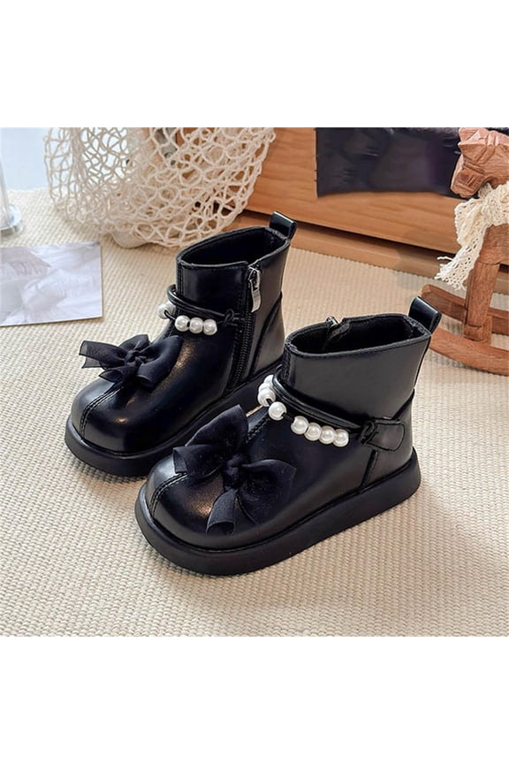 Children's Bow Warm Boots Fall And Winter Short Boots Soft Soled Casual Leather Boots zapatos niños