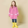 Children's Boys Girls Button Rain Jacket Hooded Windproof Raincoat Kids