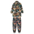 thumbnail image 1 of Children's Boys Girls Dinosaur Rainbow Printed Button Rain Jacket Hooded Windproof Raincoat, 1 of 7