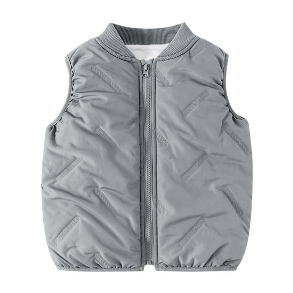 Children's Boys Girls Outerwear Vests Casual Solid Color Sleeveless Lightweight Top Warm Soft Thickened Jackets Gray 2 Years
