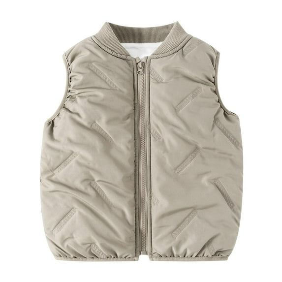 Children's Boys Girls Outerwear Vests Casual Solid Color Sleeveless Lightweight Top Warm Soft Thickened Jackets Khaki 2 Years