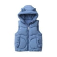 thumbnail image 1 of Children's Boys and Girls Outerwear Vests Solid Color Sleeveless Hooded Versatile Short Top Winter Fashion Cute Vest Blue 1 Year, 1 of 8
