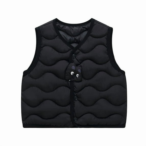 Children's Boys and Girls Outerwear Vests Solid Color Sleeveless Versatile Short Top Winter Fashion Cute Vest Black 5 Years