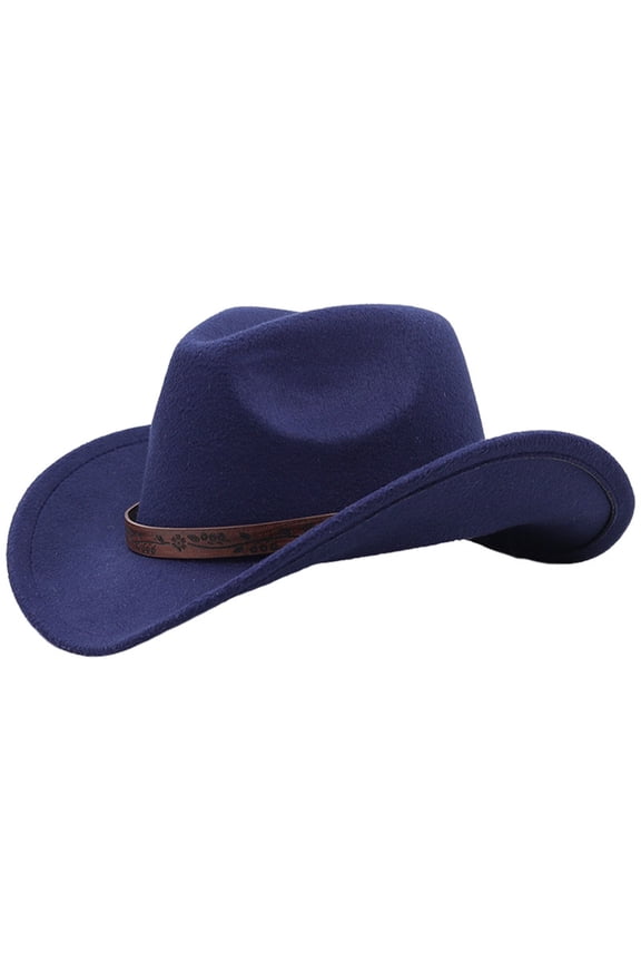 Children's Bucket Hat Classic Western Cowboy Hat Hat Ethnic Hat For Boys And Girls With Upturned Brim B57-Navy