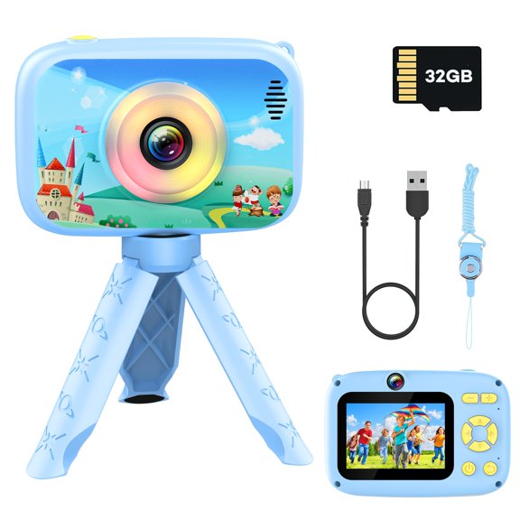 Children's Camera Toy: 40MP High-Definition Digital Selfie Camera for Kids, Includes 32GB SD CardPerfect Gift for Boys and Girls Aged 312blue one