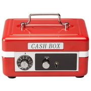 Children s Cash Box, Metal Piggy Bank Lockbox with Coin Slot, Red