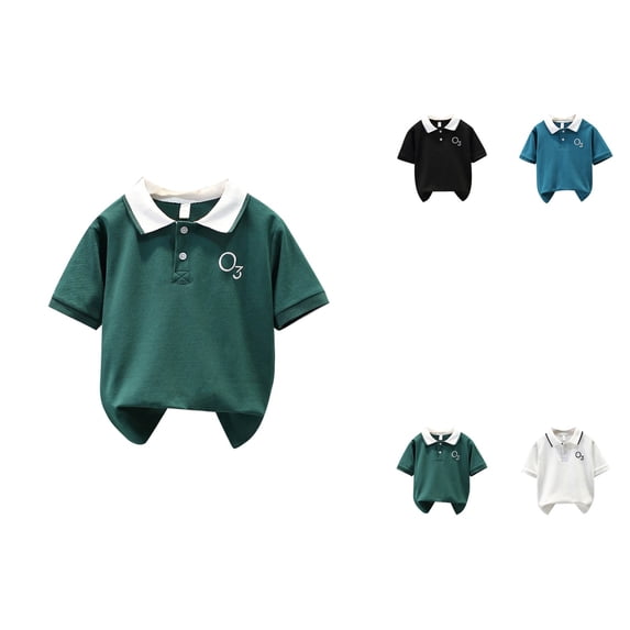 Children's Casual Fashion Digital Printing Lapel Short Sleeved T-Shirt Top with 3D Print Design for Kids Ages 4-18 Years Boys Girls