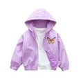 thumbnail image 1 of Children's Casual Jackets Cardigan Hooded Zipper Long Sleeved Girls Top Solid Color Cute Comfortable Outerwear Purple 11 Years, 1 of 3