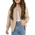 thumbnail image 1 of Children's Casual Jackets Solid Color Double Pocket Long Sleeved Zipper Tops Hoodless Stand Up Collar Lightweight Outwear Khaki 11 Years, 1 of 7