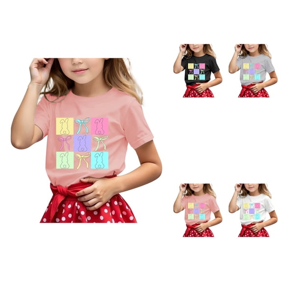 Children's Casual Letter Print Multicolor T-Shirts, 3-Packs, Short Sleeves, Round Neck, Summer Style