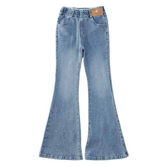 Children's Casual Pant - Toddler Girl High Elastic Waist Flare Leg Pants Casual Long Wide Trousers for Comfortable Fit,Blue