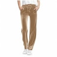 thumbnail image 1 of Children's Casual Pleuche Pants Loose Solid Color Elastic Waist Drawstring Trousers Lightweight Comfortable Pant with Pocket Khaki 7 Years, 1 of 6