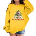 thumbnail image 1 of Children's Casual Pullover Sweatshirt with Christmas Tree Book Stack Print Long Sleeve Crewneck Loose Fit Top for Winter Holiday, 1 of 4