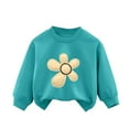 thumbnail image 1 of Children's Casual Sweatshirts Cute Floral Print Long Sleeved Round Neck Girls Pullover Tops Comfortable Daily Sweatshirt Sky Blue 4 Years, 1 of 4