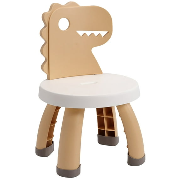 Masteelf Cartoon Dinosaur Chair for Kids with Strong Backrest and Rounded Corners Yellow PP PVC 12.5x11.8x19.7in