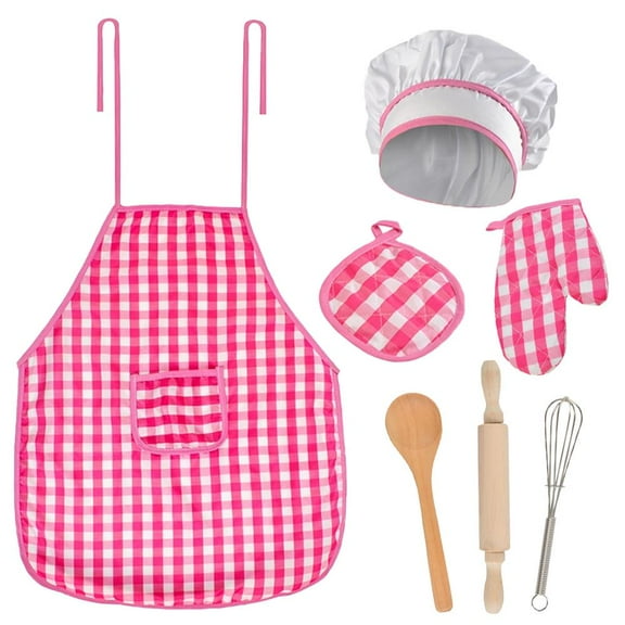 Children's Chef's Uniform - 7-Piece Set - Apron, Chef's Hat, etc., Multicolor
